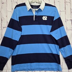 Sport-Tek North Carolina Tar Heels Rugby Shirt Mens Large Blue‎ Striped L/S Polo